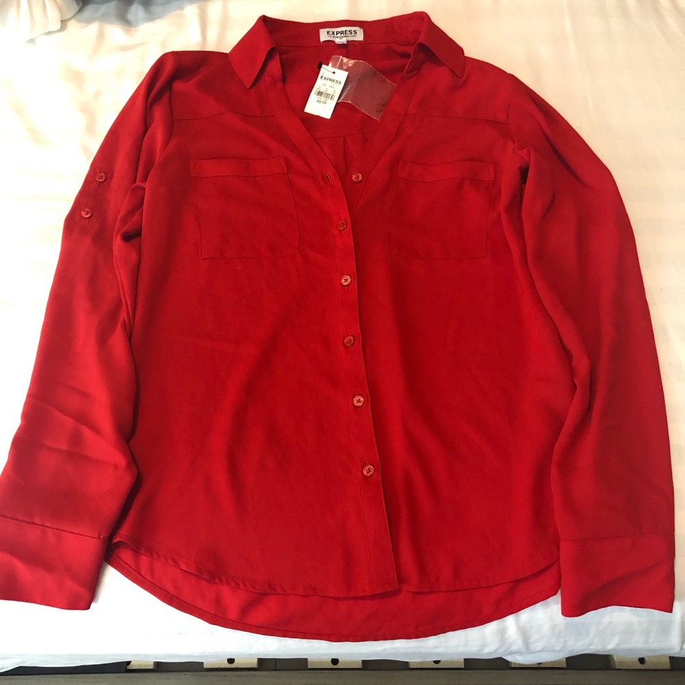 Red express button down